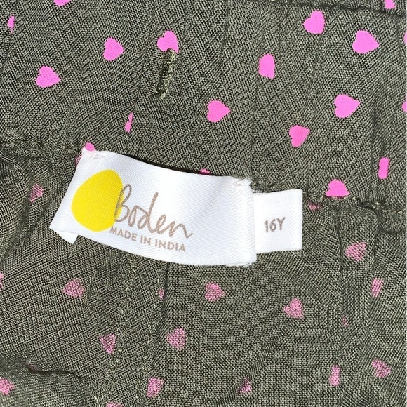 BODEN girls size 16y XL drawstring lose fit jogger pants green pink hearts belt - Picture 5 of 10